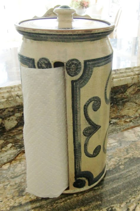 8 Great Ideas for Hanging Paper Towels • Queen Bee of Honey Dos Ceramic Paper Towel Holder, Ceramica Ideas, Primitive Bathrooms, Paper Towel Holders, Kitchen Towel Holder, Towel Holders, Pottery Handbuilding, Pottery Techniques, Pottery Crafts