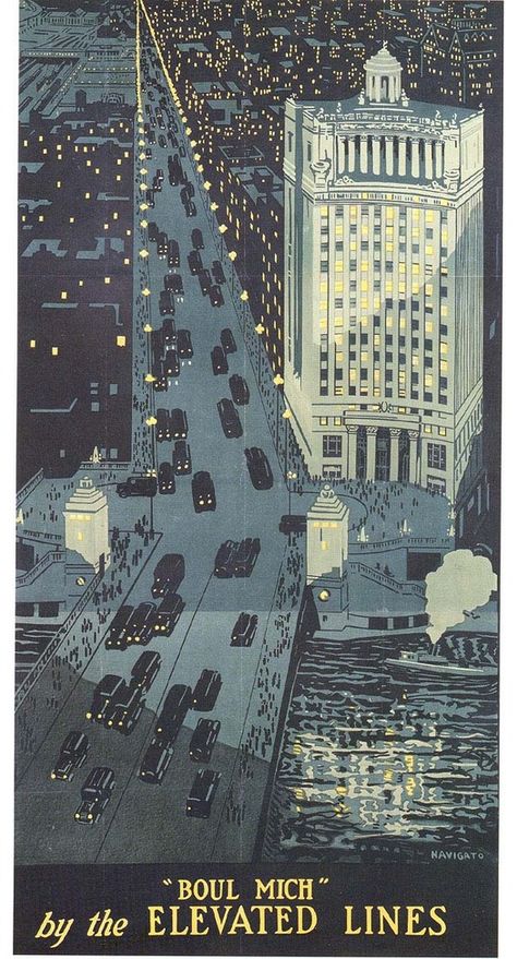 1920s Chicago Transit Posters: Design Observer 1920s Poster, Walkable Cities, Underground Culture, Art Deco Graphics, Chicago Vintage, Chicago L, Chicago Poster, Chicago School, Transportation Poster