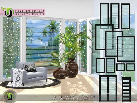 Stylish and practical, these louvre windows give your sims ultimate control over light, ventilation and panorama. Found in TSR Category 'Sims 4 Construction Sets' Sims 4 Windows, Build Mode Cc, Sims 4 Build Mode, Louvre Windows, Sims 4 Tsr, Die Sims 4, Sims 4 Bedroom, Square Windows, Furniture Cc