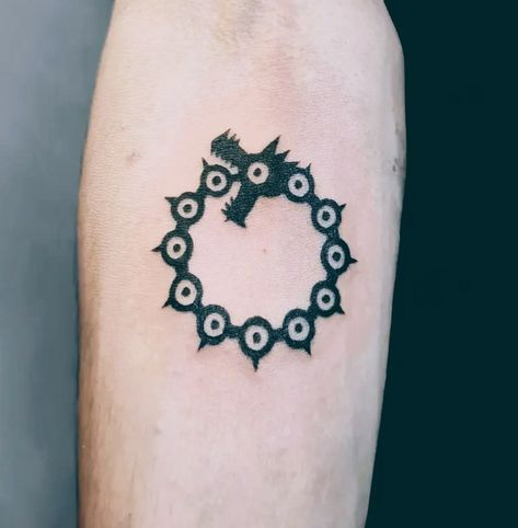 Anime tattoo Tattoo Ideas Seven Deadly Sins, Subtle Anime Tattoo Ideas, Anime Markings Tattoo, Shoulder Anime Tattoo, Anime Based Tattoo, Anime Tattoo Black Skin, Anime Tattoos Design, Anime Tattoo Designs Men, Anime Tattoo Inspiration