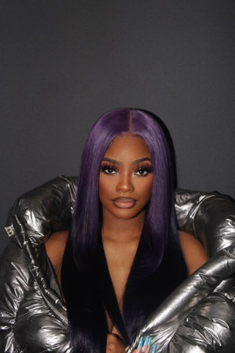 Dark Purple Wig, Deep Purple Hair, Auburn Wig, Burgundy Wig, Girl With Purple Hair, Burgundy Hair Color, Colored Human Hair Wigs, Colorful Wigs, High Fashion Hair