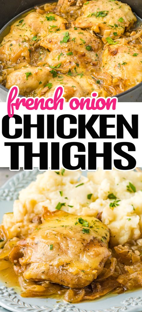 French Onion Chicken Thighs, Chicken Thigh Air Fryer, Chicken Thighs Instant Pot, Chicken Thighs Crockpot, Chicken Thighs Boneless Skinless, Chicken Thighs In Oven, Best Chicken Thigh Recipe, Recipes Chicken Thighs, Healthy Chicken Thigh Recipes