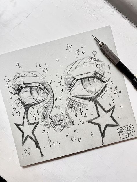 Cool Star Drawings, Dark Academia Digital Art, Pencil Sketches Aesthetic, Pen Art Aesthetic, Postit Note Art, Cool Sketchbook Ideas, Now Drawing, Meaningful Drawings, Art For Beginners