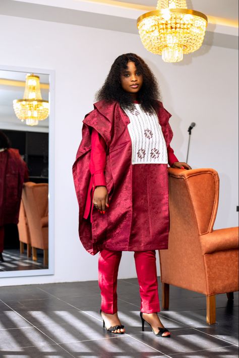 Ladies Agbada Style, Latest Agbada Styles For Women, Female Agbada Gown Styles, Agbada Women, Women Agbada, Female Agbada Styles, Ankara Agbada Styles For Women, Agbada Styles For Women, African Pants Suit