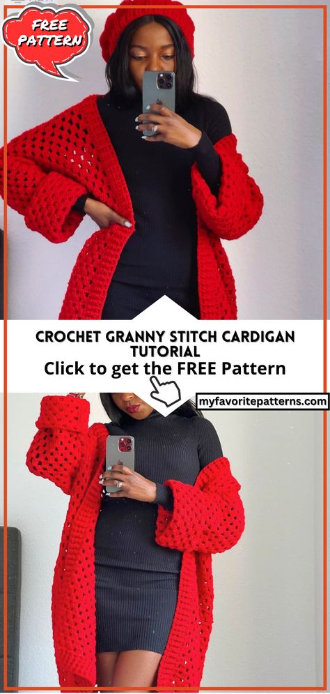 Crochet Granny Stitch Cardigan Tutorial Crochet Pattern Acrylic Yarn, Easy Beginner Crochet Cardigan, Granny Stitch Cardigan Pattern Free, Crochet Granny Stitch Cardigan, Beginner Crochet Cardigan Pattern Free, Easy Crochet Cardigan Pattern Free, Granny Square Cardigan Pattern Free, Yarn Recommendations, Granny Stitch Cardigan