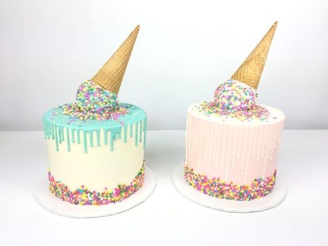 Target Birthday Cakes, Cone Cakes, Dripping Ice Cream, Ice Cream Birthday Party Theme, Cone Cake, Ice Cream Cone Cake, Twins First Birthday, Ice Cream Birthday Cake, 13 Birthday Cake