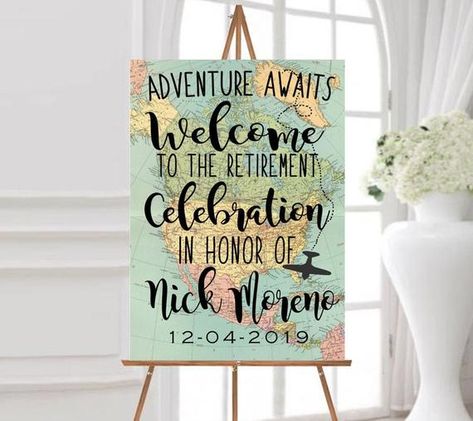 Travel Themed Retirement Party Ideas, Travel Theme Retirement Party Invitations, Adventure Awaits Retirement Party, Adventure Retirement Party, Bon Voyage Retirement Party Ideas, Bon Voyage Retirement Party, Retirement Party Invitation Ideas, Travel Themed Retirement Party, Travel Retirement Party Ideas