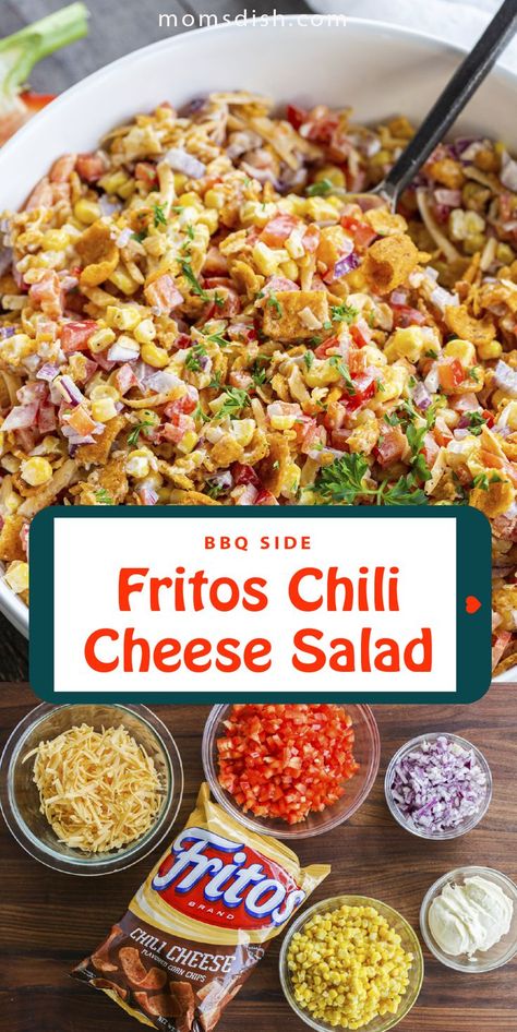 Fritos Chili, Frito Corn Salad, Cheese Salad Recipes, Chili Cheese Fritos, Best Summer Salads, Corn Salad Recipes, Lake Food Ideas Summer, Lake Food Ideas, Food Ideas Summer