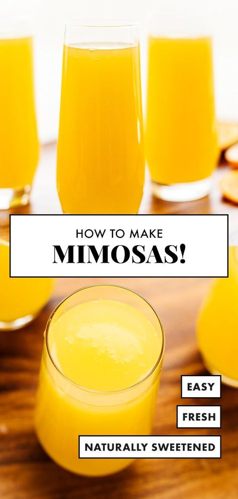 Learn how to make classic mimosas with this recipe and tips! Mimosas are the perfect light and fizzy brunch cocktail. #mimosas #brunchrecipe #holidayrecipe #easycocktail Mimosa Recipe Easy, How To Make Mimosas, Best Mimosa Recipe, Mimosa Drink, Cookie And Kate, Mimosa Cocktail, Mimosa Recipe, Best Champagne, Banana Milkshake