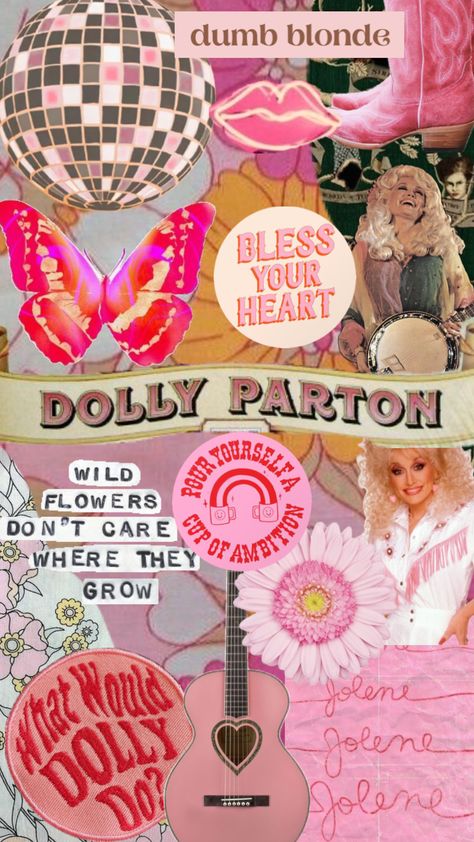 #dolly #wallpaper #aesthetic Poppy Party Ideas, Dolly Wallpaper, Gatlinburg Honeymoon, Dolly Parton Party, Summer Phone Theme, In Dolly We Trust, Ava Core, Icons And Widgets, Bathroom Mood Board