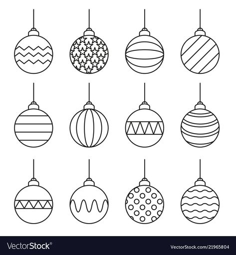 Ornament Drawing Christmas, How To Draw Ornaments, Christmas Balls Drawing, Simple Christmas Designs, Christmas Line Drawings, Christmas Ornaments Drawing, Simple Christmas Doodles, Christmas Doodles Easy, Easy Christmas Doodles