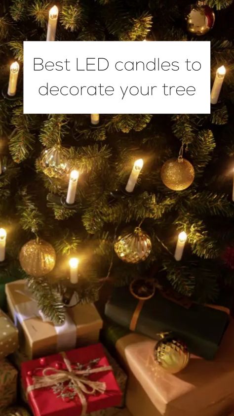 LED candle lights on traditional festive Christmas tree Candle Tree Lights, Candlelit Christmas Tree, Christmas Tree Candle Lights, Candles For Christmas Tree, Candles In Christmas Tree, Diy Christmas Tree Candles, Christmas Tree With Candle Lights, Christmas Trees With Candles, Christmas Tree With Candles