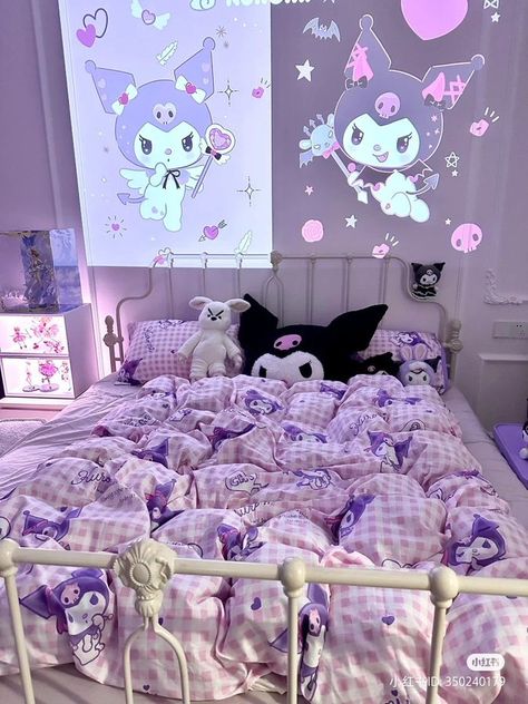 sanrio daily ✨ on X: "kuromi bed 💫 https://t.co/NBCGzfZk1R" / X My Melody And Kuromi Room Ideas, My Melody And Kuromi Room, Room Ideas Kuromi, Kuromi Room Aesthetic, Kuromi Themed Room, Kuromi Aesthetic Room, Kuromi Room Ideas, Aesthetic Purple Bedroom, Sanrio Themed Room