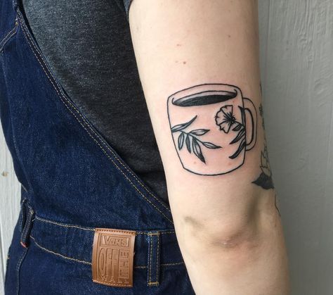 KimberBFowler Skull And Coffee, Coffee Mug Tattoo, Mug Tattoo, Draw Coffee, Tea Tattoo, Teacup Tattoo, Coffee Tattoo, Coffee Icon, Coffee Tattoos