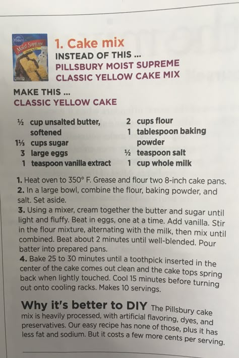 Moist Yellow Cake Recipe From Scratch, Homemade Cake Mix Recipes, Baking Recipes Cake, Homemade Cake Mixes, Yummy Cake Recipes, Homemade Dry Mixes, Yellow Cake Recipe, House Move, Cake Recipes Easy Homemade