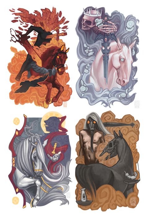 Four Horsemen Of The Apocalypse Tattoo, Sculpt Ideas, Apocalypse Tattoo, Four Horsemen Of The Apocalypse, Revelation Tattoo, Four Horseman, The Four Horsemen, Halloween Character, Apocalypse Art