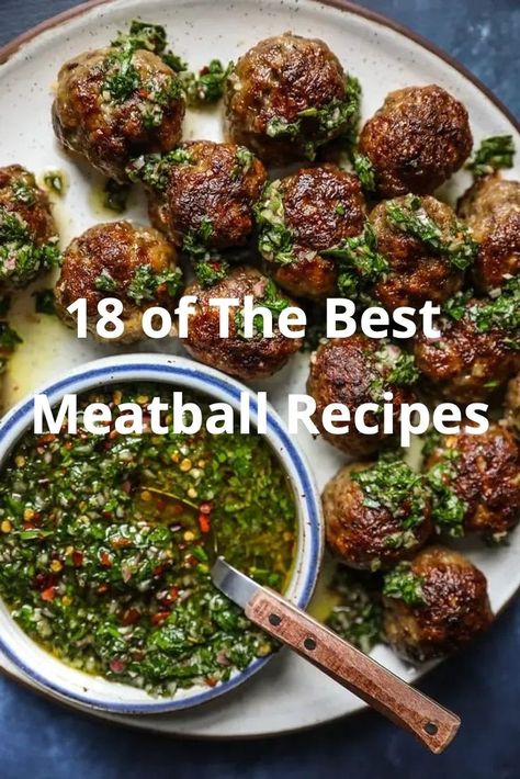 We’ve shared so many meatball recipes over the years, and we finally got around to rounding them up! Presenting the 18 best meatball recipes EVER. Yes, 18. Yes, we love them all and you will, too. Modern Proper Meatballs, Hamburger Meatballs Ground Beef, Meatball Presentation, Horderves Appetizers Meatballs, How To Serve Meatballs, Meatball Finger Food Recipes, Different Types Of Meatballs, Low Cal Meatball Recipes, Beef Meatball Sauce Recipes