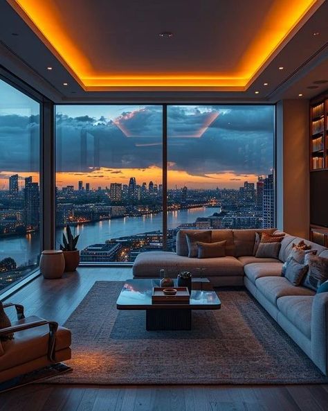 Living room ideas 💡#livingroom #ideas #home #architecture #art #black #fyp #trending Beautiful Apartments Interior, Condos Luxury Apartments, Penthouse Design Interiors, Luxury Penthouse Interior, Luxury Apartment Interior, Seoul Apartment, Penthouse Living Room, Boston Interior Design, Luxury Apartments Interior