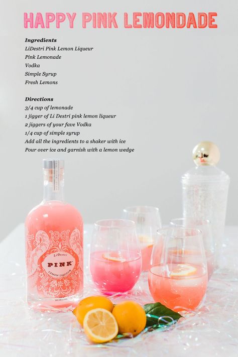 Bachelorette signature cocktail recipe - Happy Pink Lemonade Pink Signature Drink, Bachelorette Cocktail Ideas, Pink Alcoholic Drinks, Bachelorette Drinks, Pink Lemonade Recipe, Bachelorette Party Cocktails, Pink Lemonade Vodka, Pink Lemonade Recipes, Bachelorette Cocktails