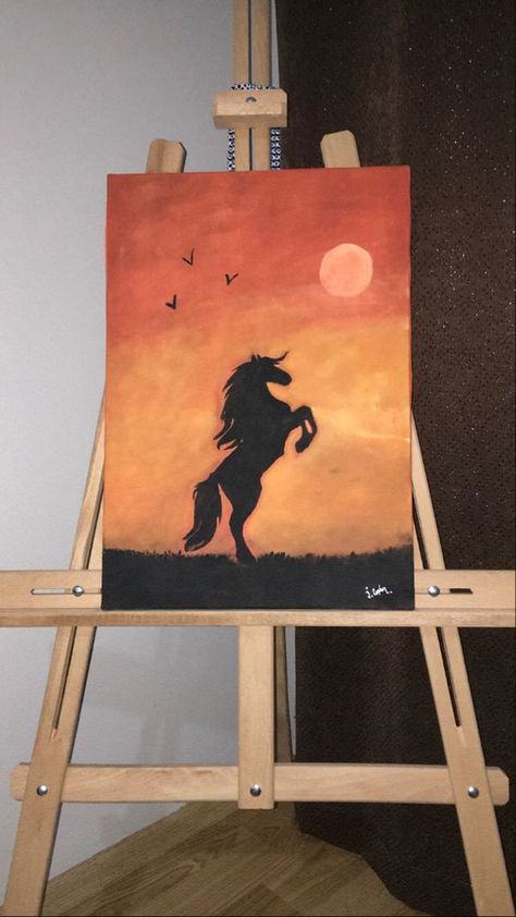 Cute Horse Painting, Horse Canvas Painting Easy, Horse Painting On Canvas Easy, Western Art Ideas, Easy Horse Painting, Horse Drawing Easy, Horse Acrylic Painting, Horse Paintings Acrylic, Horse Painting On Canvas