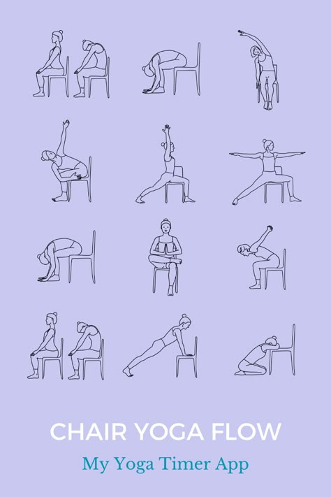 Chair yoga sequences Yoga Poses For Seniors, Chair Yoga Sequence, Chair Yoga Poses, 5 Minute Yoga, Desk Yoga, Gym Workout Apps, Yoga Chair, Yoga Flow Sequence, Yin Yoga Sequence