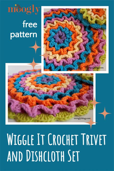 Wiggle Crochet Free Pattern, Squiggle Crochet, Wiggle Crochet, Crochet Trivet Free Pattern, Moogly Crochet Patterns, Wiggly Crochet Patterns, Wiggly Crochet, Crochet Trivet, Moogly Crochet