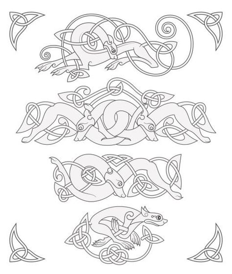 Celtic Drawings, Fantasy Band, Celtic Coloring, Celtic Animals, Celtic Tattoo Designs, Viking Embroidery, Norse Design, Celtic Artwork, Celtic Knot Tattoo