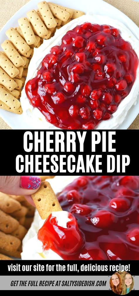 Cherry Cheesecake Dip Recipe, Cherry Cheesecake Dip, Cheesecake Dip Recipe, Easy Dessert Dips, Pie Topping, No Bake Cherry Cheesecake, Cake Dip, Dessert Dip, Cheesecake Dip