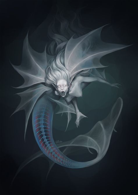 Deep Sea Mermaid, Dark Mermaid, Dengeki Daisy, Mermaid Artwork, Fantasy Mermaids, Sea Mermaid, Mermaid Drawings, Samurai Tattoo, Mermaids And Mermen