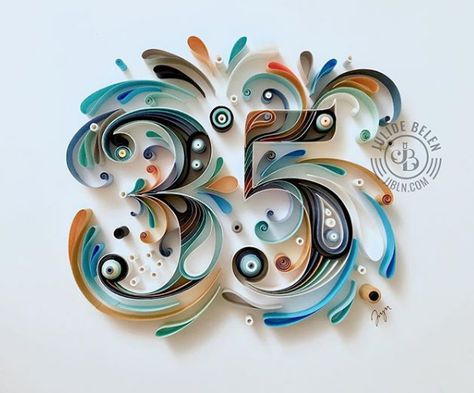 Quilled Numbers, Quilling Numbers, Quilling Alphabet, Paper Letters, Quilling Letters, Arte Quilling, Paper Art Design, Quilled Paper Art, Paper Quilling Patterns