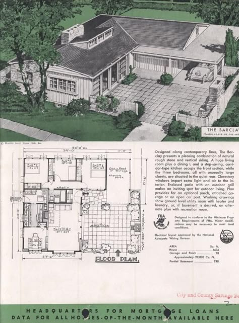 1950 House Plans, Small Houses Layout, Small Guest House Ideas, Small House With Pool, House With Pool And Garden, Interior Small House, Mcm House Plans, Small House Floorplan, House Planning Ideas