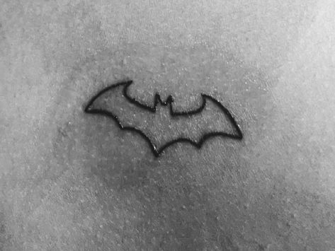 Batman Symbol Tattoos, Hellboy Tattoo, Emo Tattoos, Stick Poke Tattoo, Batman Tattoo, Pen Tattoo, Sharpie Tattoos, Bat Tattoo, Small Pretty Tattoos