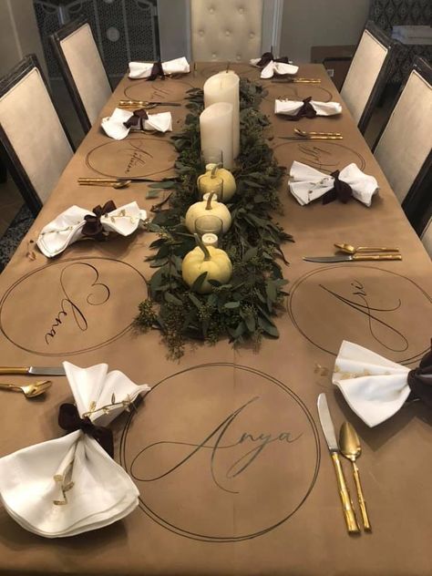 Thanksgiving Dinner Table Setting, Thanksgiving Dinner Decor, Friendsgiving Dinner Party, Paper Table Runner, Thanksgiving Friendsgiving, Friendsgiving Dinner, Friendsgiving Party, Thanksgiving Dinner Table, Dinner Table Setting