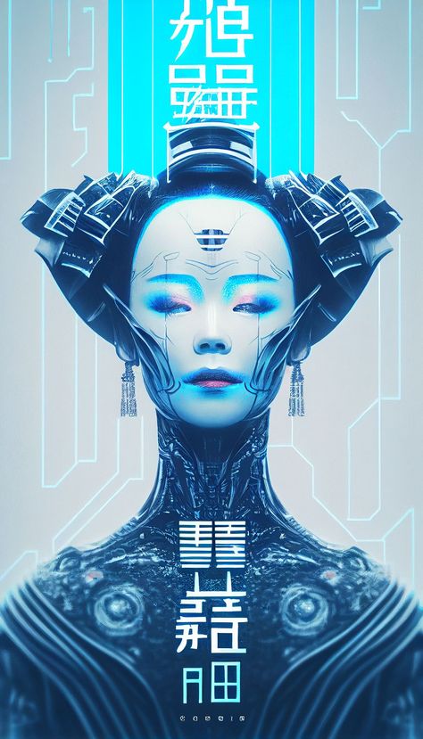 Japanese Beautiful Cyborg Women😍 futuristic poster #zicxa-photos #zicxa #images #background #wallpaper #freepik #shutterstock #VN Japanese Technology Aesthetic, Japanese Futuristic Art, Cyberpunk Graphic Design Inspiration, Futuristic Technology Aesthetic, Japanese Futurism, Japan Futuristic, Cyberpunk Poster, Cyberpunk Makeup, Cyberpunk Women