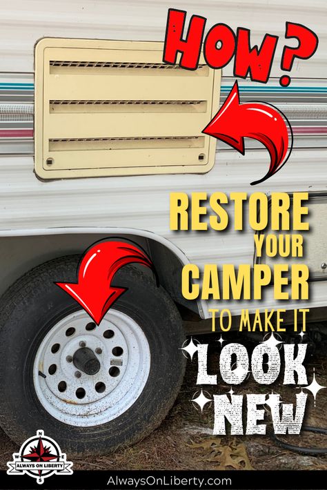 decal remover Travel Trailer Upgrades Diy, Exterior Camper Makeover, Rv Painting Exterior, Camper Exterior Paint Ideas, Old Camper Remodels, Rv Exterior Remodel, Rv Repair Exterior, Rv Exterior Paint, Camper Rebuild