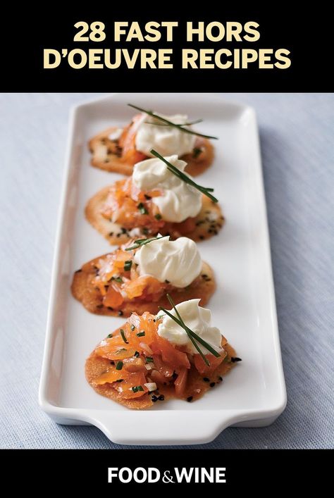 The best recipes for fast hors d'oeuvres, from deviled eggs to crab toasts. Thomas Keller Recipes, Summer Appetizer, Crisp Recipe, Hors D'oeuvres, Fresh Corn, Chef Recipes, Smoked Salmon, Salmon Recipes, Appetizer Snacks