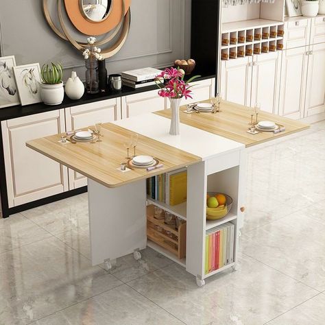 Kitchen Island Cabinet, Island Cabinet, Folding Kitchen, Table On Wheels, Foldable Dining Table, Kitchen Island Cabinets, Carpentry And Joinery, Kitchen Design With Island, Transforming Furniture