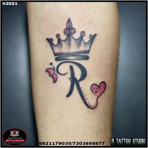 #calligraphytattoo #Rnametattoo #hearttattoo #Crowntattoo #rtattoo_studio R Crown Tattoo, My Love Name, Name Tattoo On Hand, Letter Tattoos, Indian Flag Images, Love Name, Flag Images, Crown Tattoo Design, Tattoo On Hand