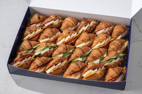 Catering | Breakfast, Lunch, Pastries | Paris Baguette Crossaint Sandwich Parties, Lunch Pastries, Mini Croissant Sandwiches, Crossaint Sandwich, Croissant Breakfast Sandwiches, Egg Croissant, Catering Breakfast, Croissant Breakfast Sandwich, Mini Croissant