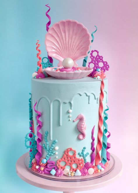 Magical Cake, Cake Mermaid, Covered Chocolate, Sprinkle Medley, Under The Sea Cake, Sea Cake, Ocean Cakes, Candy Beads, Little Mermaid Cakes