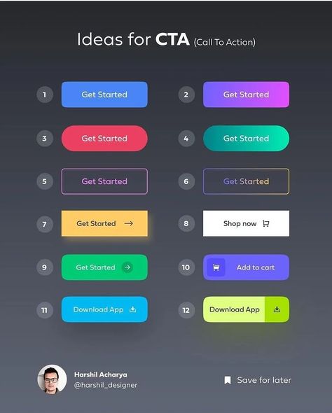 UiUxCENTER on Instagram: “Primary & Secondary Buttons & CTA | UI Design By : Harshil Acharya Instagram: @harshil_designer -->Follow @uiuxcenter for daily…” Call To Action Button Design, Call To Action Button, Font Psychology, Social Media Buttons, Iphone Instagram, Research Skills, Ui Design Inspiration, App Ui Design, Business Idea