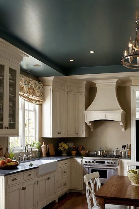 kitchen ceiling color ideas, kitchen ceiling paint colors, kitchen ceiling design, kitchen ceiling decor Dark Kitchen Ceiling Ideas, Dark Kitchen Ceiling, Kitchen Ceiling Paint Colors, Painted Kitchen Ceiling Ideas, Painted Ceiling Kitchen, Painted Kitchen Ceiling, Kitchen Soffit Decorating Ideas, Kitchen Soffit Ideas, Soffit Ideas