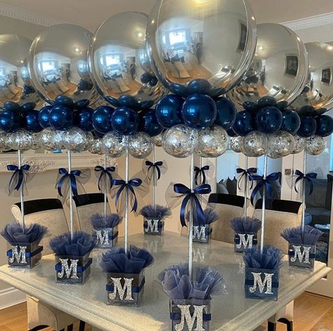 Blue Party Decorations, Graduation Party Centerpieces, Graduation Party Planning, Grad Party Decorations, Denim And Diamonds, Birthday Party Theme Decorations, Electrical Panel, בר מצווה, Balloon Centerpieces