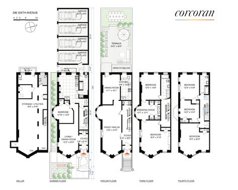 Brownstone Homes Floor Plans, Nyc Brownstone Floor Plans, New York Brownstone Floor Plan, Brownstone Plans, Brownstone Floor Plan, Townhouse Nyc, Brownstone Interiors, Nyc Brownstone, Brownstone Homes