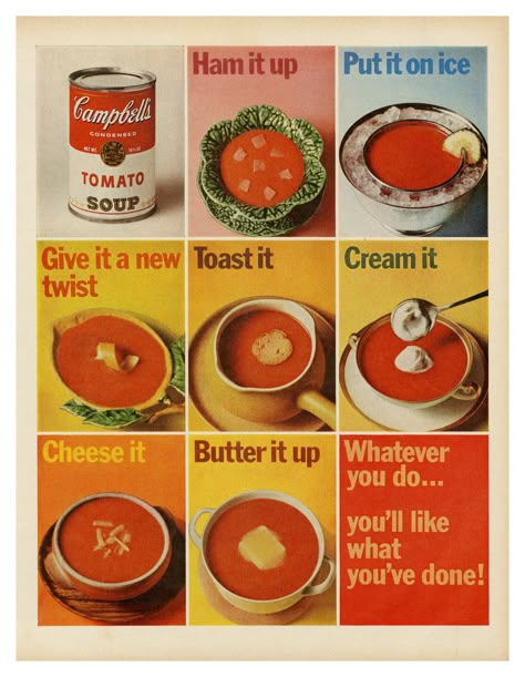 1960s Food, Campbell's Tomato Soup, Sonny Liston, St Louis Arch, Vintage Food Ads, Condensed Tomato Soup, Gross Food, Retro Food, Campbell Soup