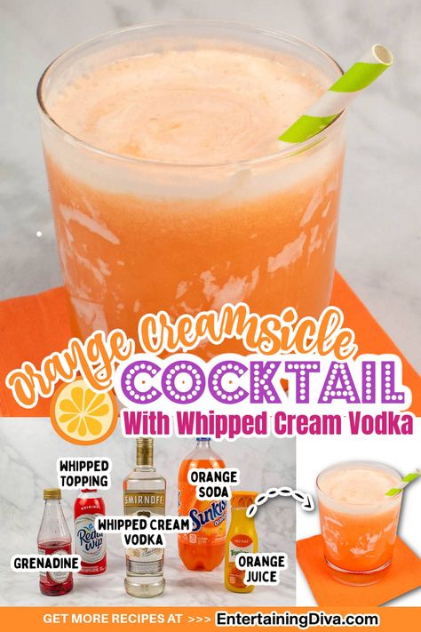 Whipped Vodka Drinks, Orange Creamsicle Cocktail, Orange Creamsicle Drink, Creamsicle Cocktail, Creamsicle Drink, Whipped Vodka, Whipped Cream Vodka, Orange Crush Soda, Crush Soda