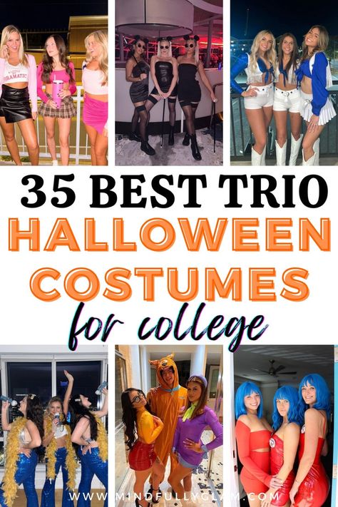 trio halloween costumes Group Halloween Costumes For 3, Simple Halloween Costumes For Women, Diy Teen Halloween Costumes, College Costume Ideas, Best Friend Diy, Simple Halloween Costumes, Costumes For Teenage Girl