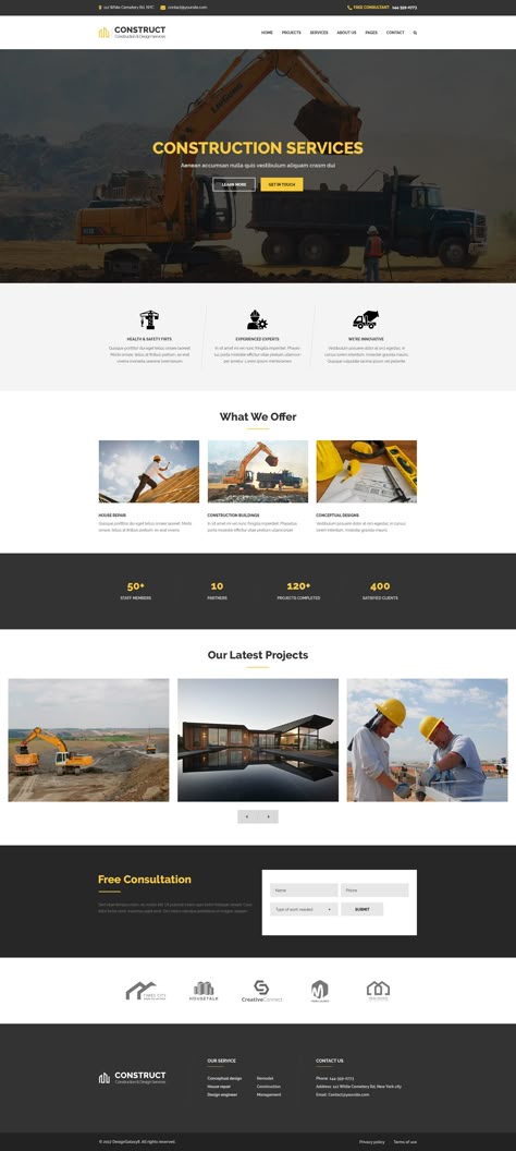 Construction Company Website, Construction Website Templates, Web Site Template, Fonts For Business, Desain Ux, Company Website Design, Corporate Website Design, Unique Web Design, Web Design Websites