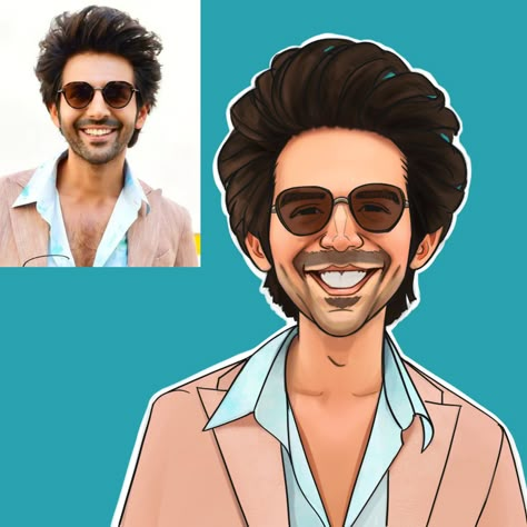 Cartoon style Digital Portarit / caricature of Bollywood Actor Kartik Aaryan#Digitalartcartoonstyle #Digitalart #Digitalartcartoon  #Digitalartcartoonstyleboy #Digitalartcartoonstylegirl #Digital  #Digitalartcartoonstyleanime #Digitalartcartoonstylesketch Digital Art Cartoon Style, Digital Art Cartoon, Digital Portrait Illustration, Personalized Caricature, Caricature Sketch, Kartik Aaryan, Caricature From Photo, Portraits Art, Caricature Drawing