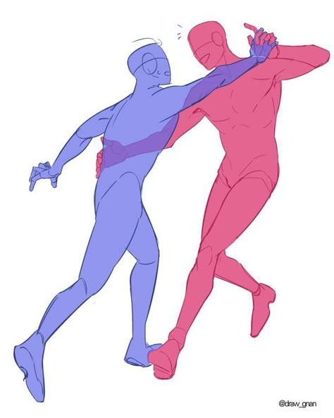 Two Guys Standing Next To Each Other, Villain And Hero Poses Reference, Slow Dancing Drawing Reference, Pride Pose Reference, Best Friend Art Poses, Bumping Into Someone Drawing, Male Couple Pose Reference Drawing, Enemies To Lovers Reference Pose, Person Carrying Person Drawing